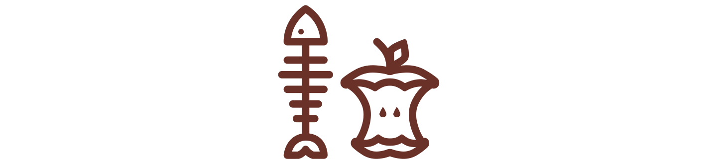 Symbol für Biomüll, Fischgräten und Apfelgriebsch