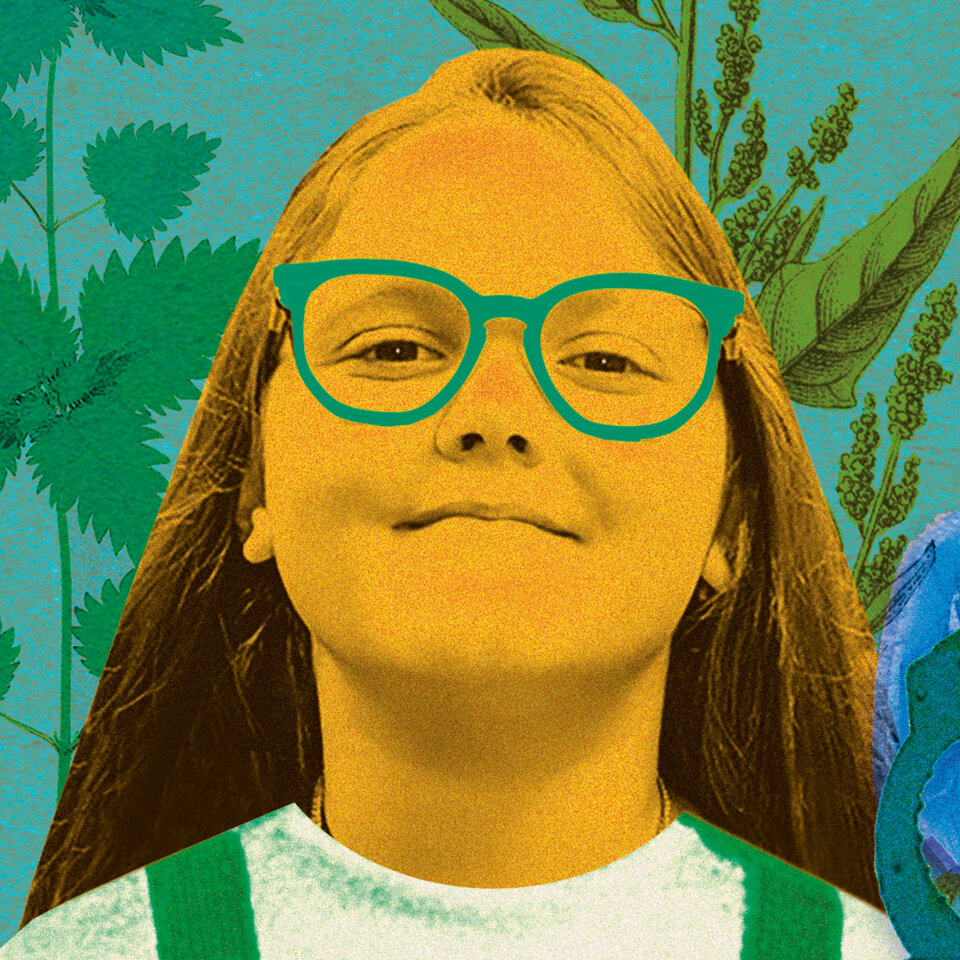 Bildercollage: Portrait eines Mädchens mit Brille